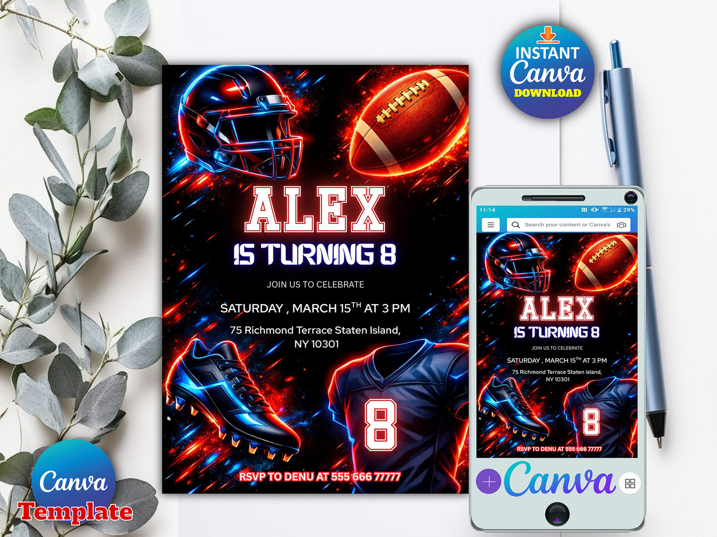 Printable American Football Game Invitation