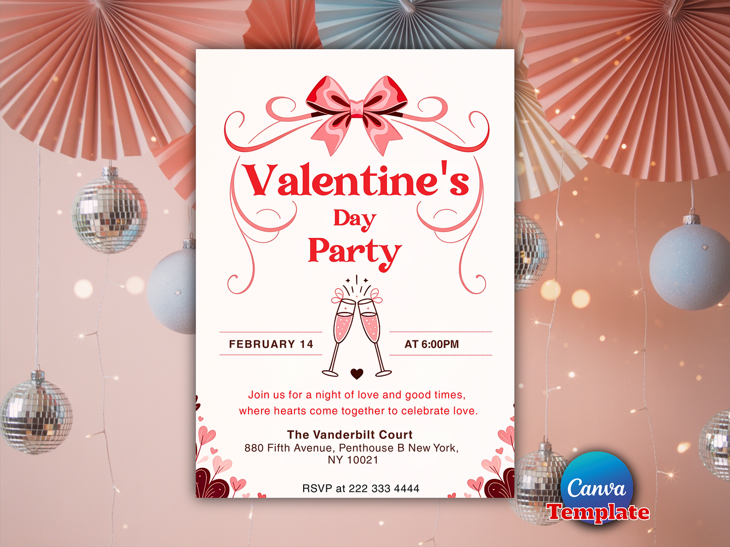 Romantic Valentine’s Day Party Invitation Template