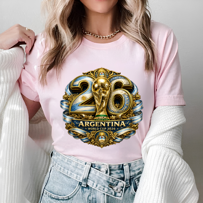 Luxury Gold Graphic Argentina World Cup 2026 T-Shirt Duo (physical)