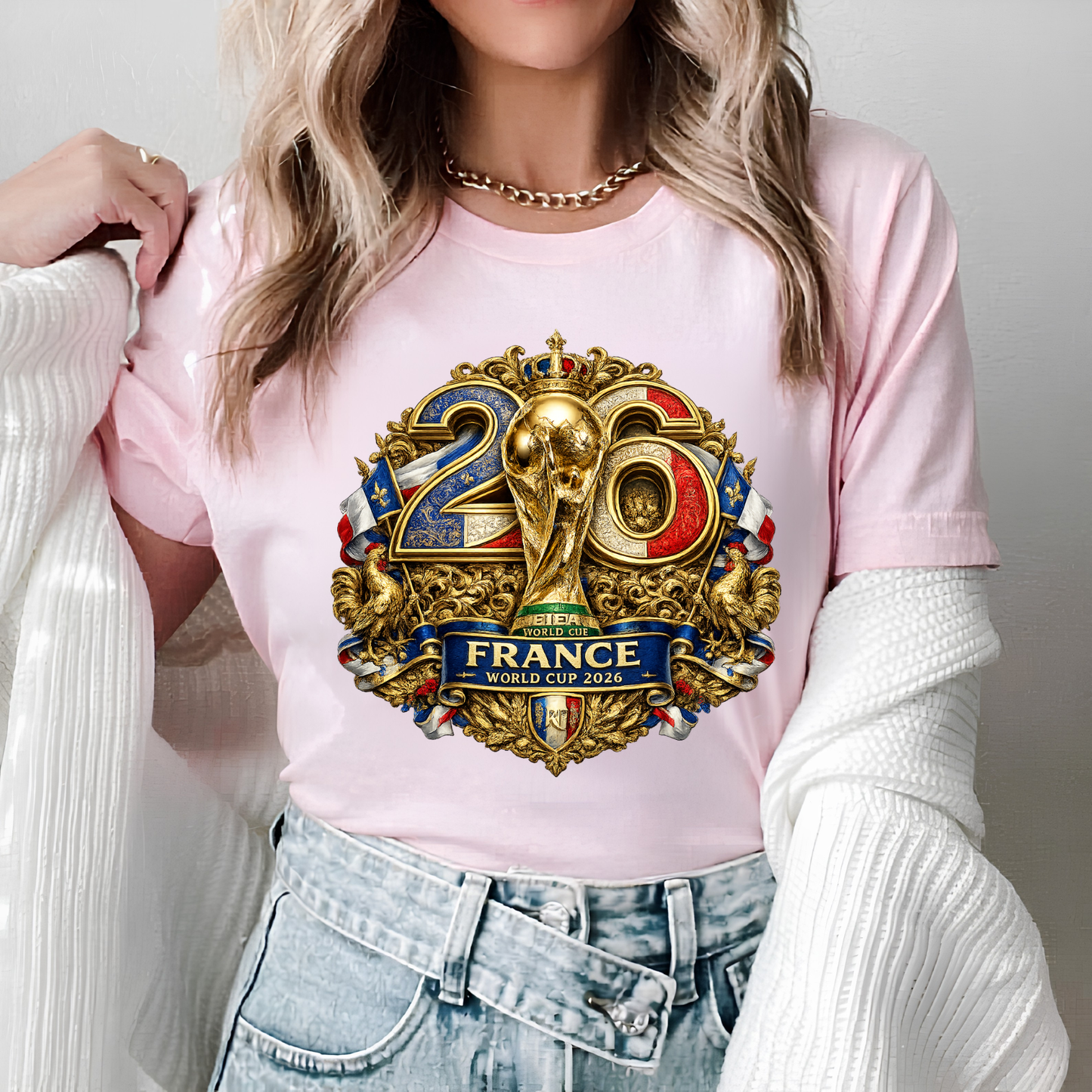 France World Cup 2026 Premium Golden Graphic Navy Blue T-Shirt (physical)