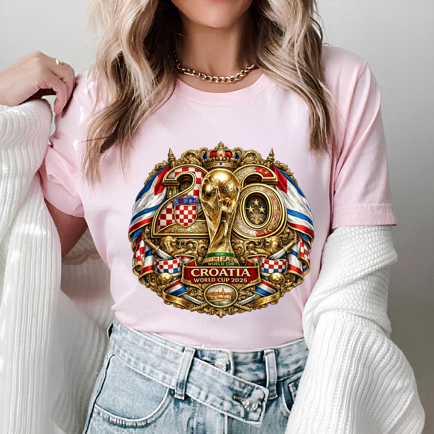 Croatia World Cup 2026 Premium Golden Graphic Black T-Shirt (physical)