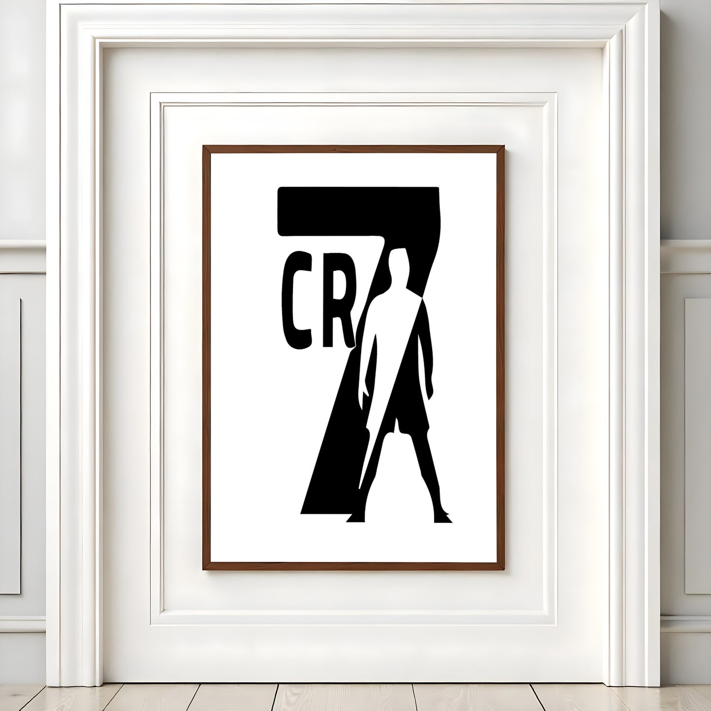 Cristiano Ronaldo CR7 Silhouette Minimalist Black and White Football Wall Art (Printable+Physical)