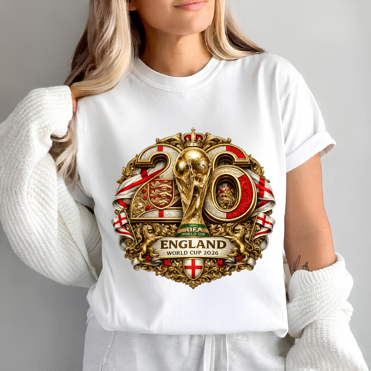 England World Cup 2026 Premium Golden Graphic T-Shirt (physical)