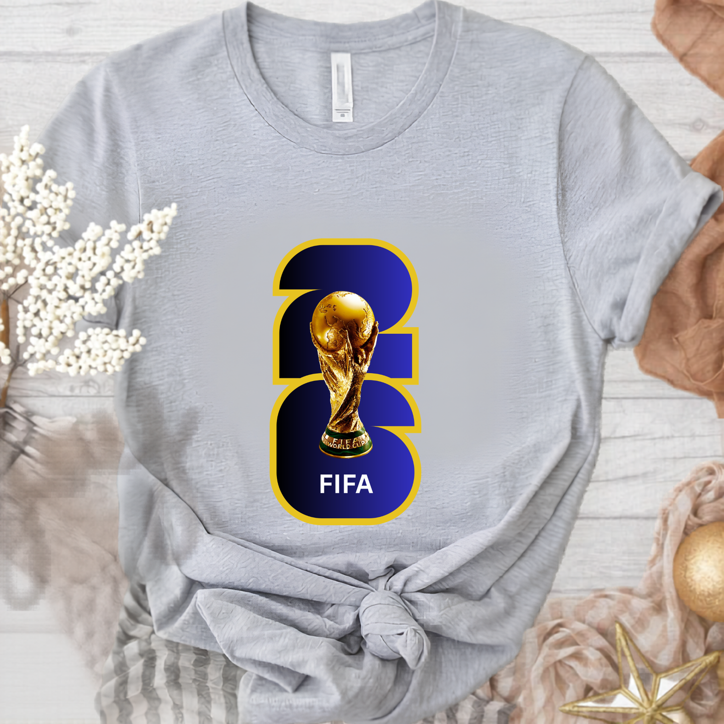 FIFA World Cup 2026 Trophy Deep Gradient Bold Number Graphic T-Shirt (physical)