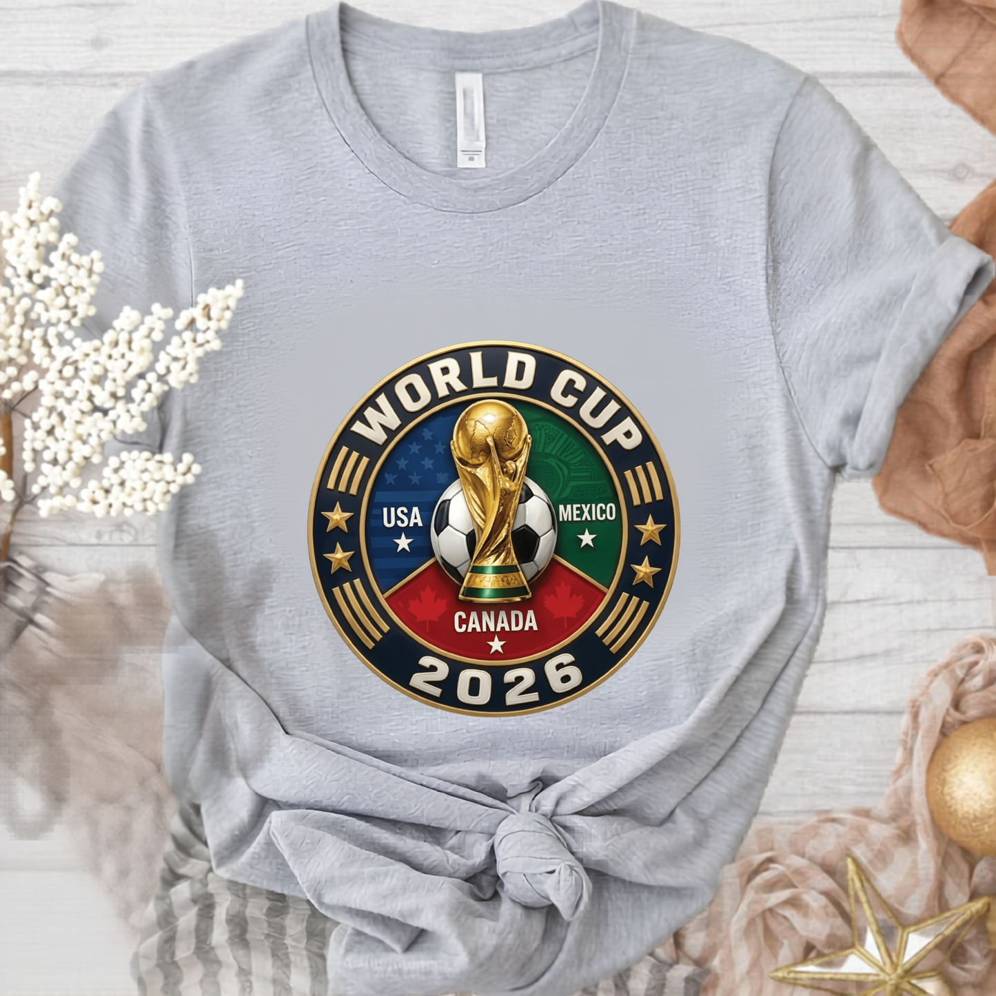 FIFA World Cup 2026 USA-Canada-Mexico Ribbon Watercolor Splash T-Shirt (physical)