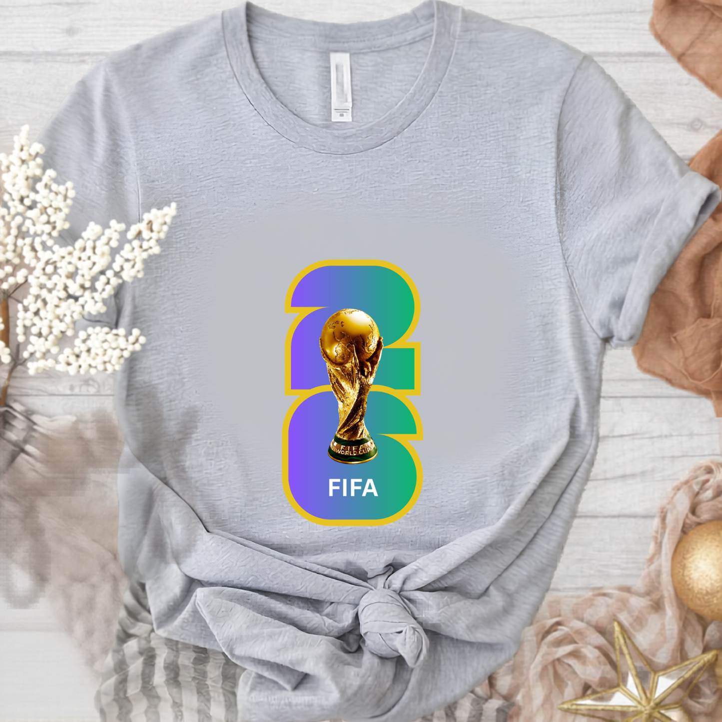FIFA World Cup 2026 Trophy Dual Gradient Number Graphic T-Shirt (physical)