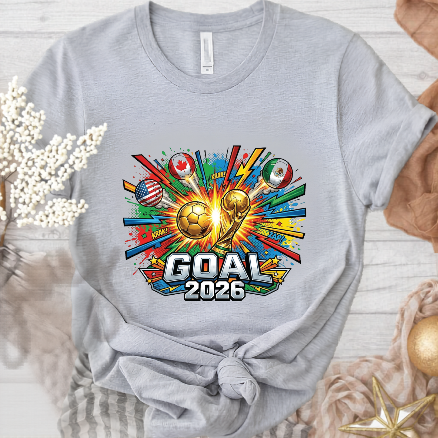 Retro Comic Book Style Goal 2026 Soccer Explosion Pop Art Shirt (physical)
