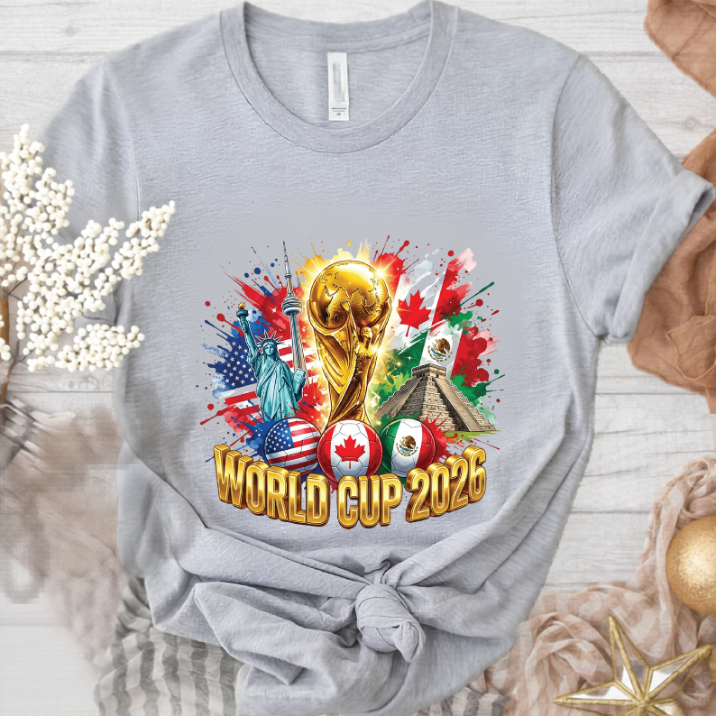 World Cup 2026 Host Landmarks and Flags Watercolor Splatter Sweatshirt (physical)