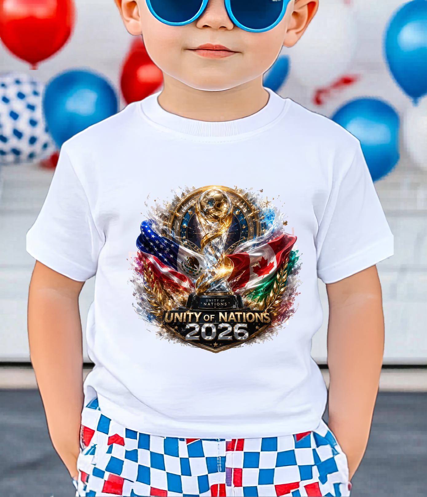 Unity of Nations World Cup 2026 Host Country Flags Premium Graphic T-Shirt (physical)