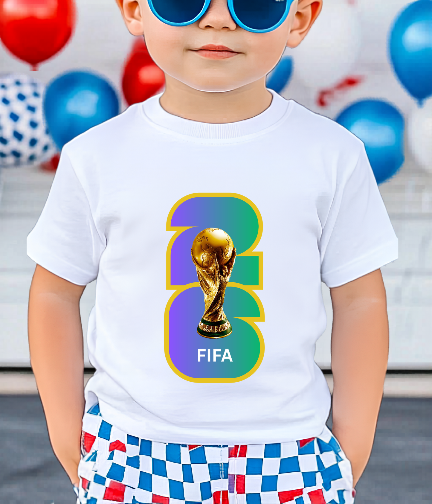 FIFA World Cup 2026 Trophy Dual Gradient Number Graphic T-Shirt (physical)