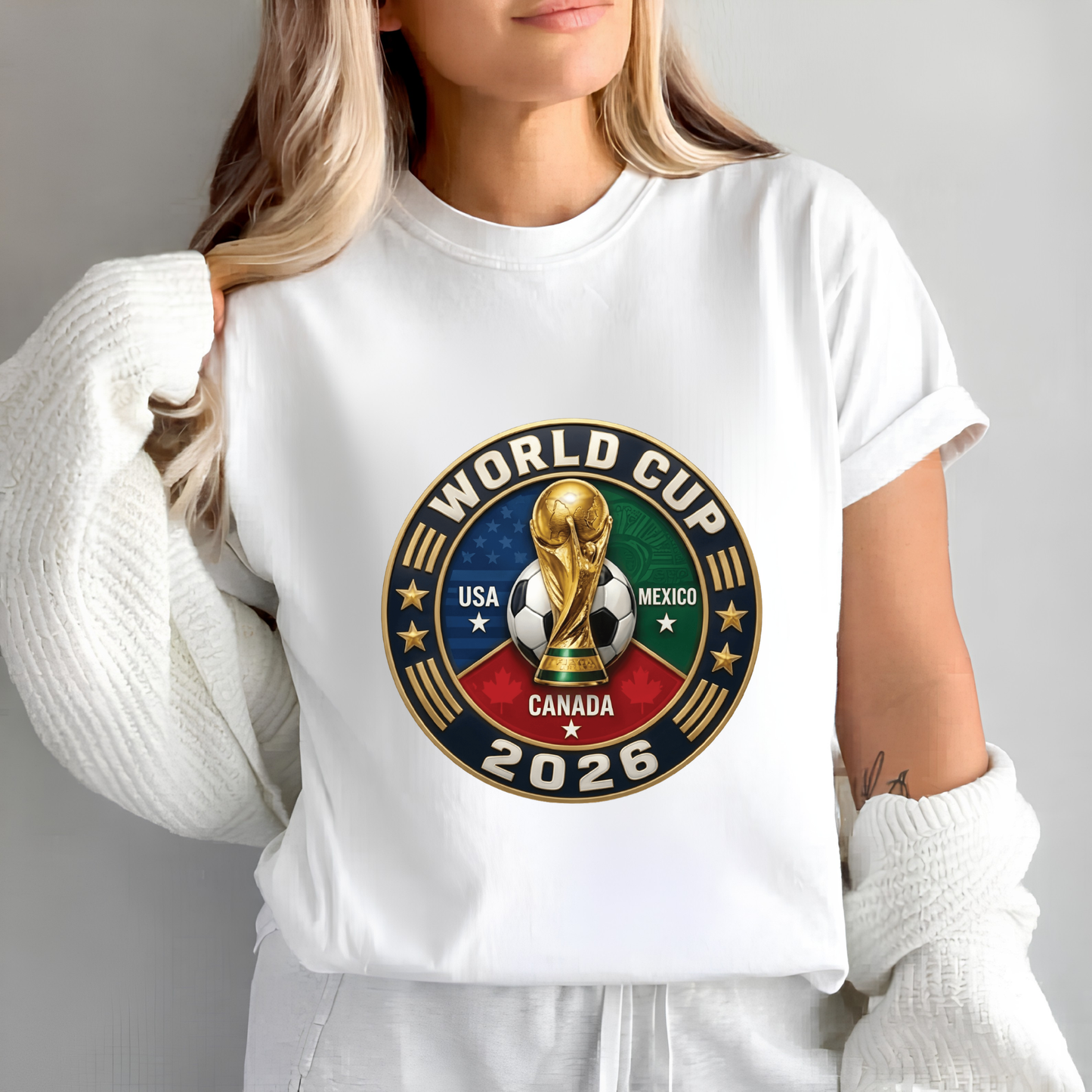 FIFA World Cup 2026 USA-Canada-Mexico Ribbon Watercolor Splash T-Shirt (physical)