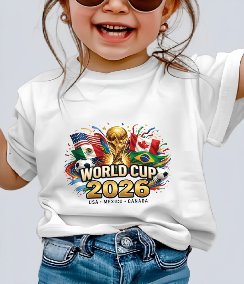 FIFA World Cup 2026 Multi-National Flags Emblem Graphic T-Shirt (physical)