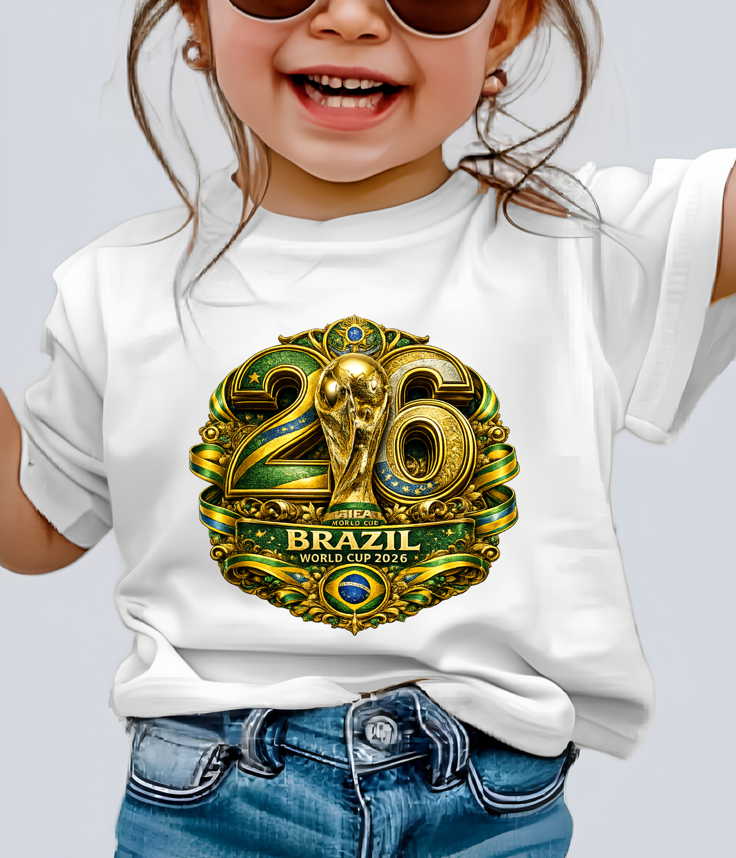Brazil World Cup 2026 Premium Golden Graphic Black T-Shirt (physical)