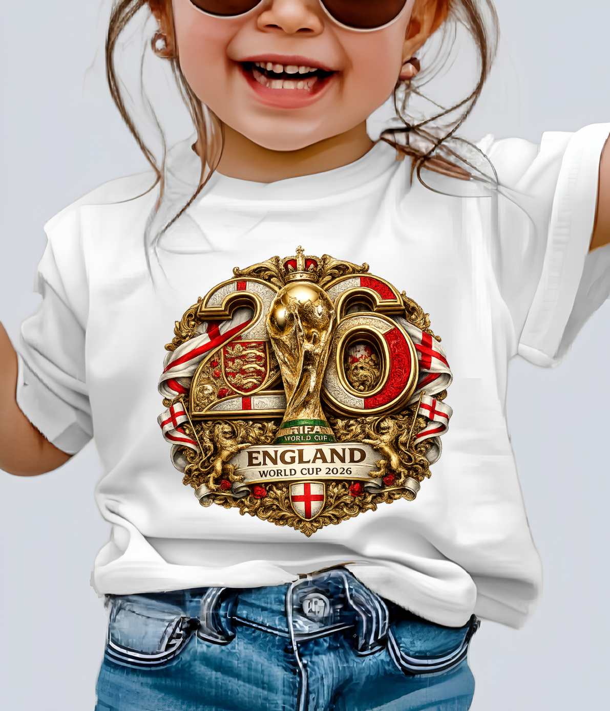 England World Cup 2026 Premium Golden Graphic T-Shirt (physical)
