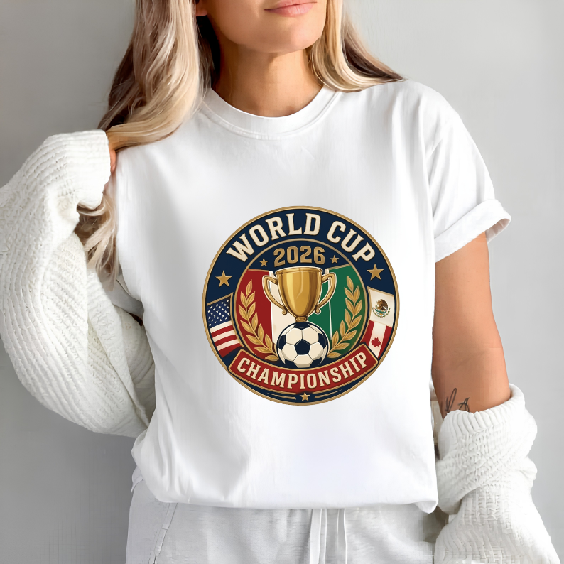 World Cup 2026 Championship Trophy Emblem Graphic T-Shirt (physical)