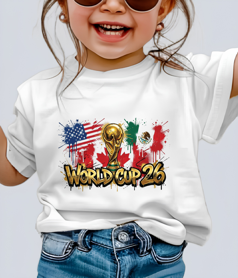 World Cup 26 Host Countries Paint Splatter White Graphic T-Shirt (physical)