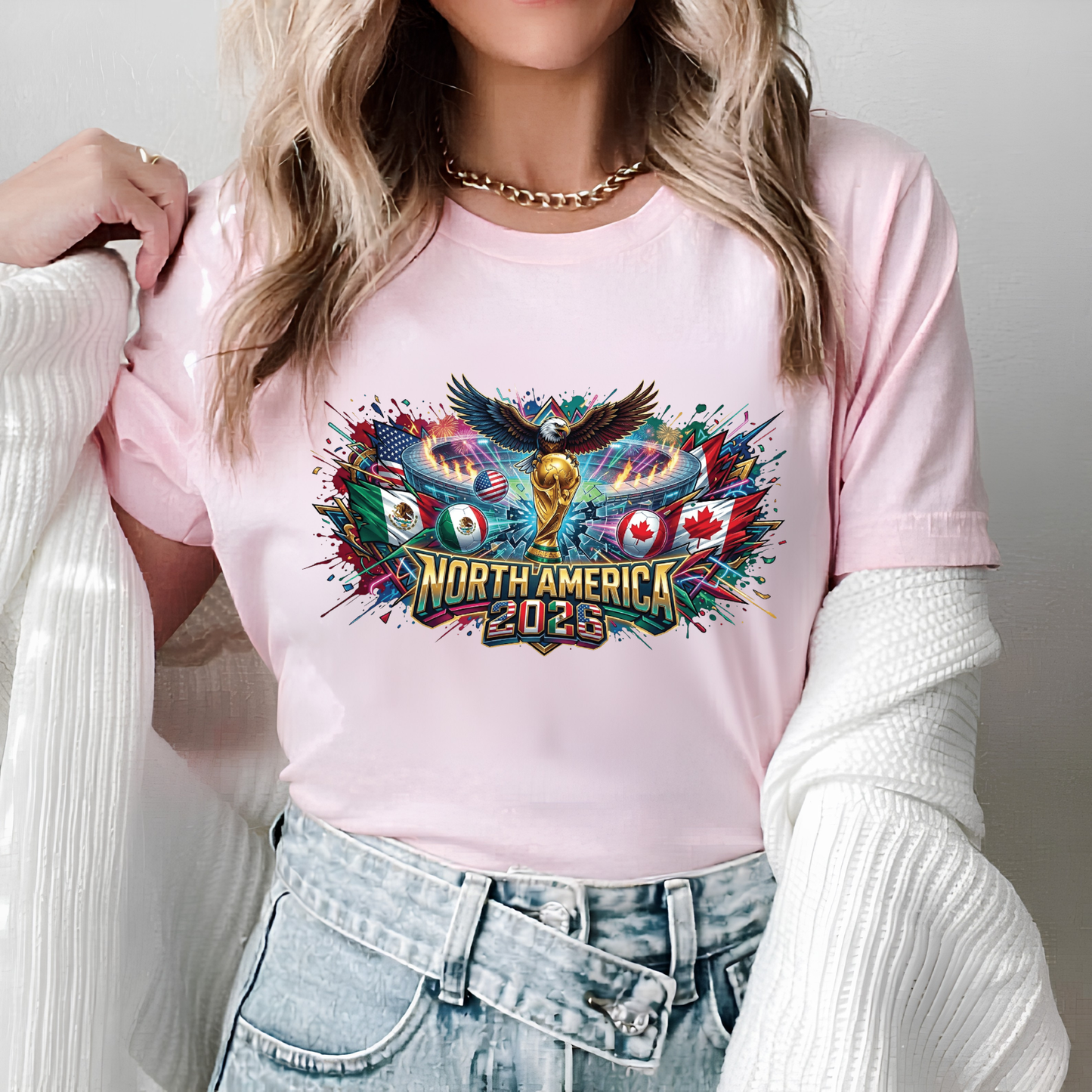 North America 2026 World Cup Eagle and Stadium Graphic T-Shirt (physical)