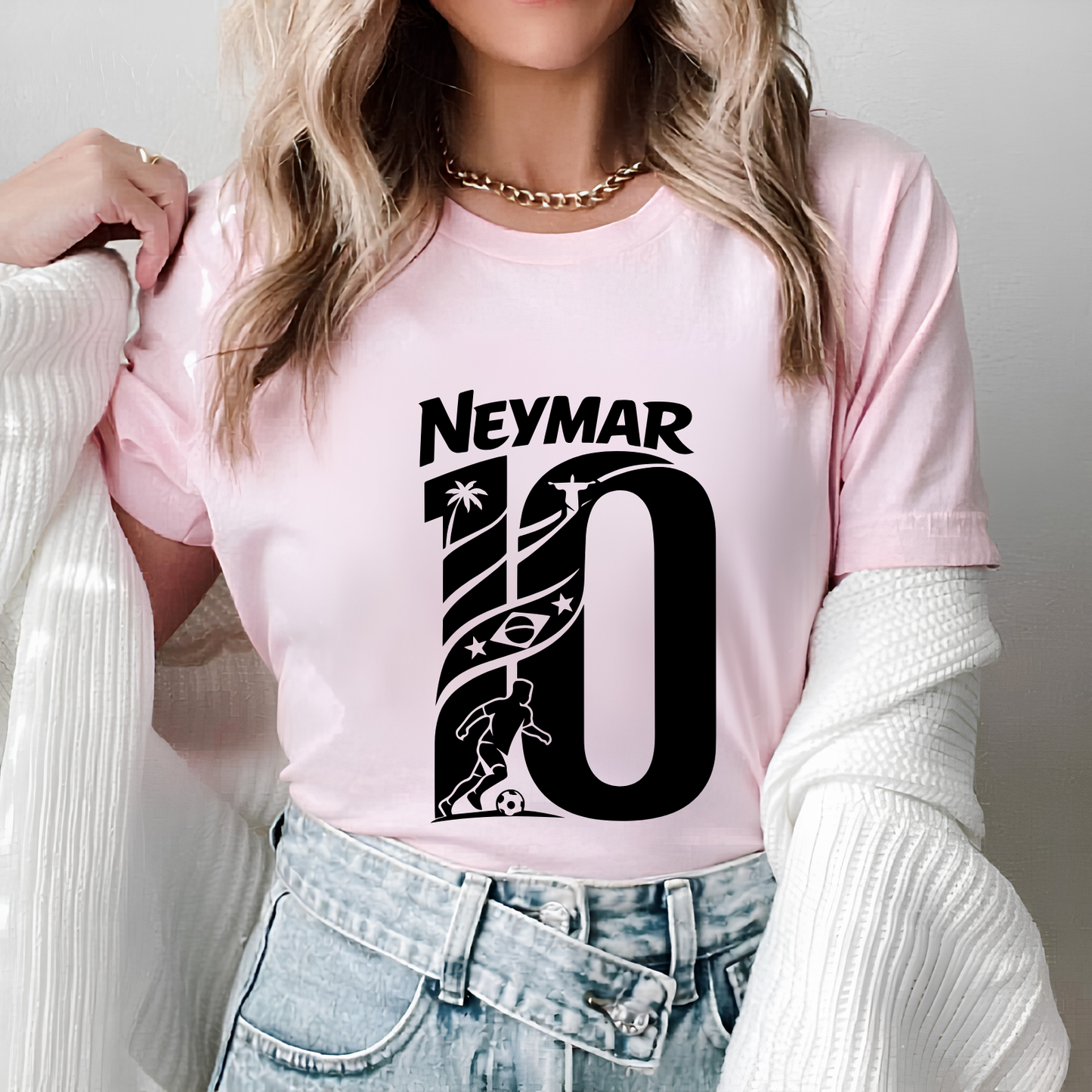 FIFA World Cup 2026 Neymar Brazil Number 10 Graphic Printed Beige T-Shirt (physical)