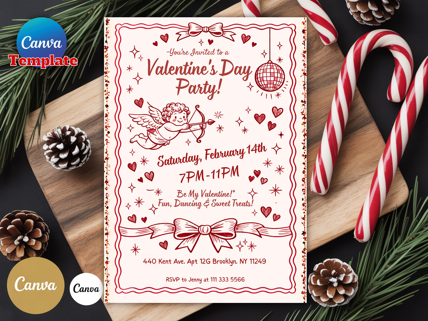 Galentine's Invite Valentine's Day Party Girls Night