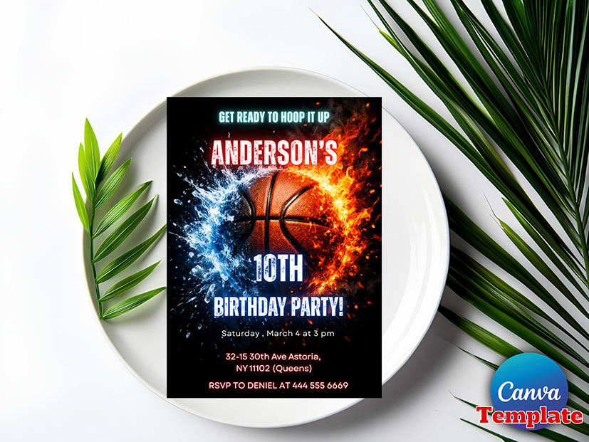 Editable Basketball Invitation Template