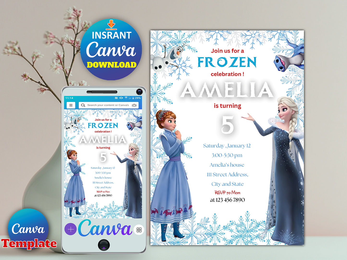 Frozen Editable Birthday Invitation (Printable)