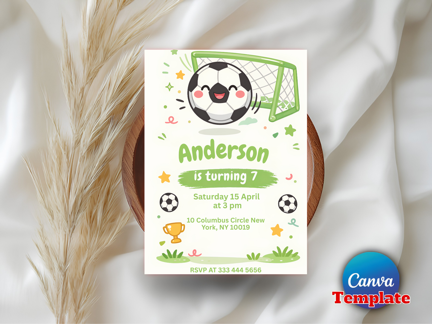 Editable Soccer Party Invite, Sports Theme, Kids Football Birthday