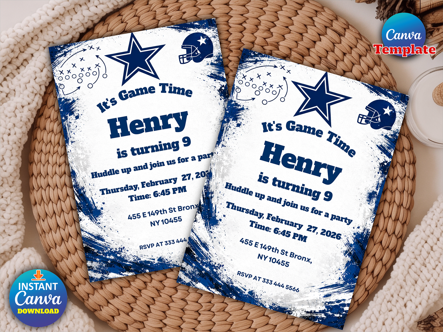 Dallas Cowboys Birthday Invitation, Football Birthday Party
