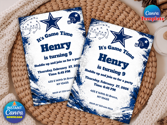 Dallas Cowboys Birthday Invitation, Football Birthday Party
