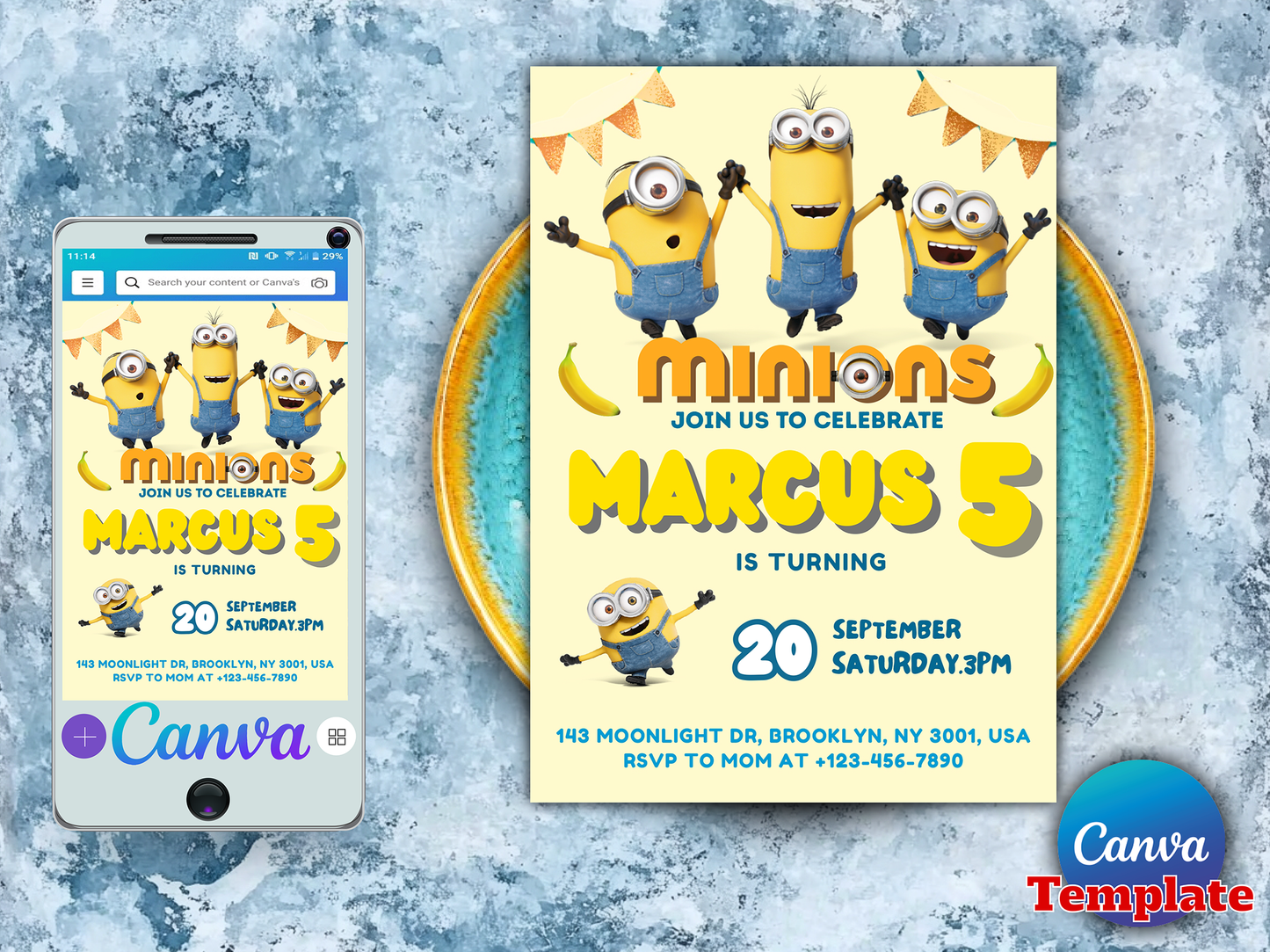 Minions Birthday Invitation Template | Editable Canva Kids Party Invite 🎉🍌