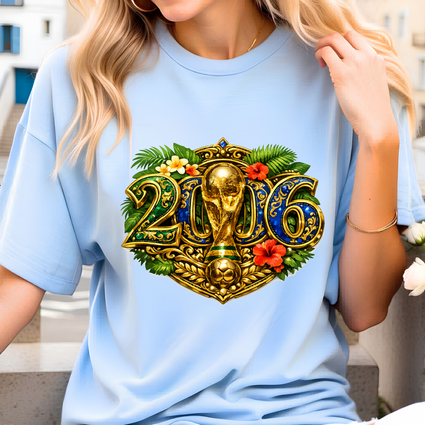 Official 2026 World Cup Golden Floral Emblem T-Shirt - Luxury Football Fan Graphic Tee (physical)