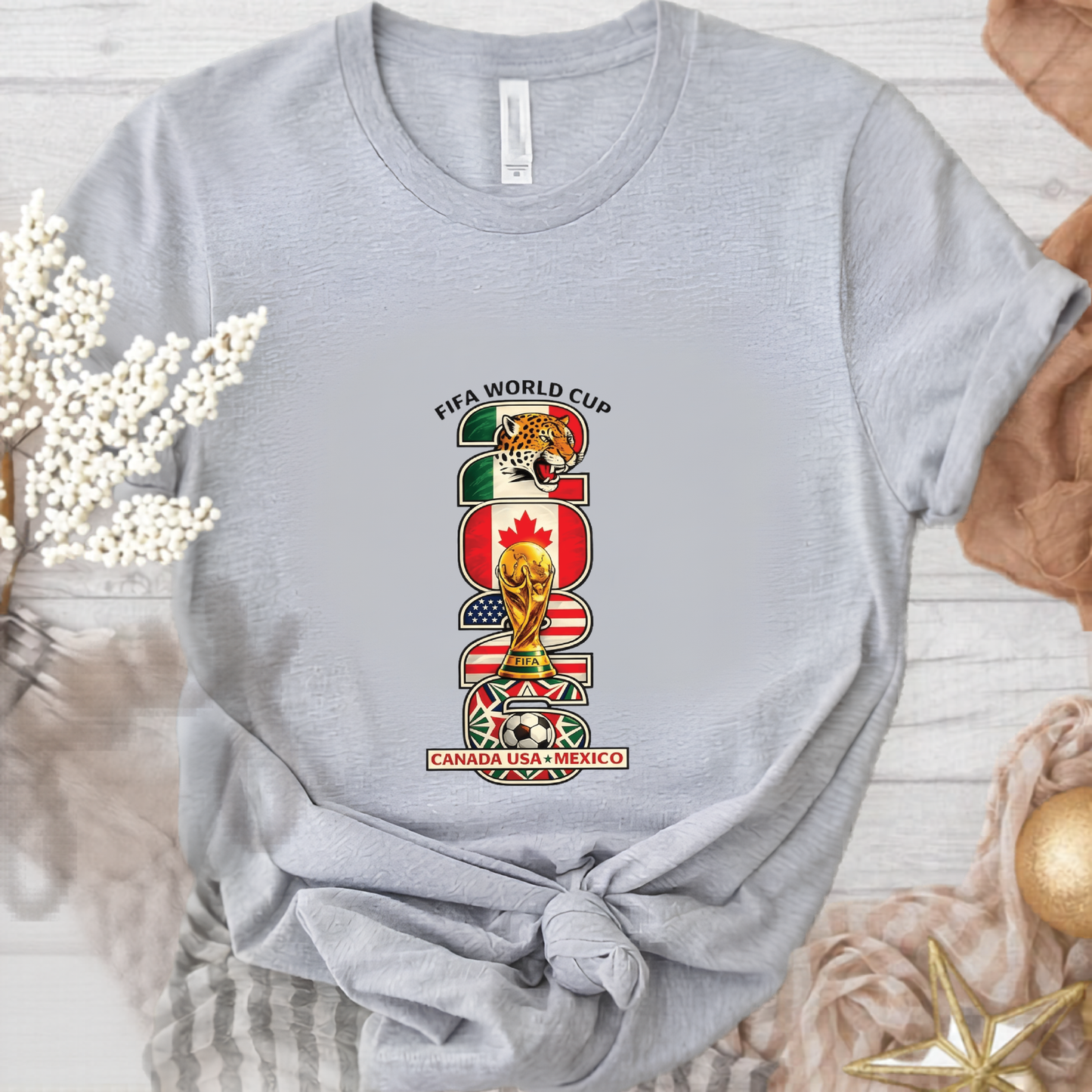 FIFA World Cup 2026 Canada-USA-Mexico Vertical Graphic T-Shirt (physical)