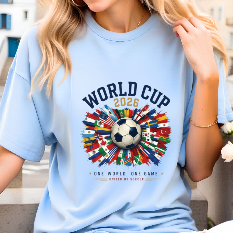 Official 2026 World Cup "One World One Game" Cream Graphic Tee (physical)