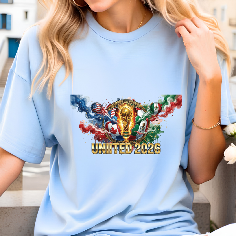 FIFA World Cup 2026 "United" Watercolor Splash Light Blue T-Shirt (physical)