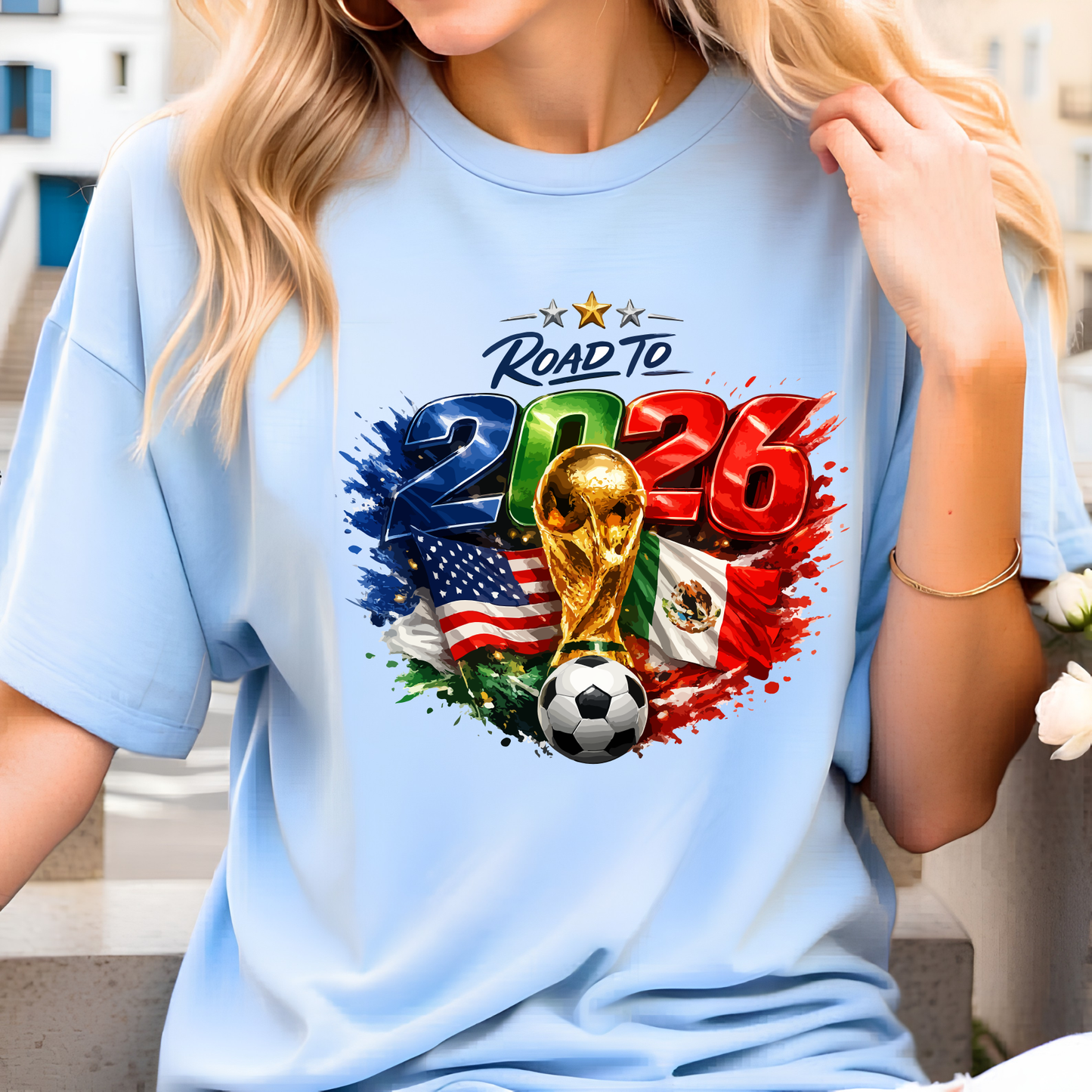 Road to 2026 World Cup United States & Mexico Soccer Fan T-Shirt (physical)
