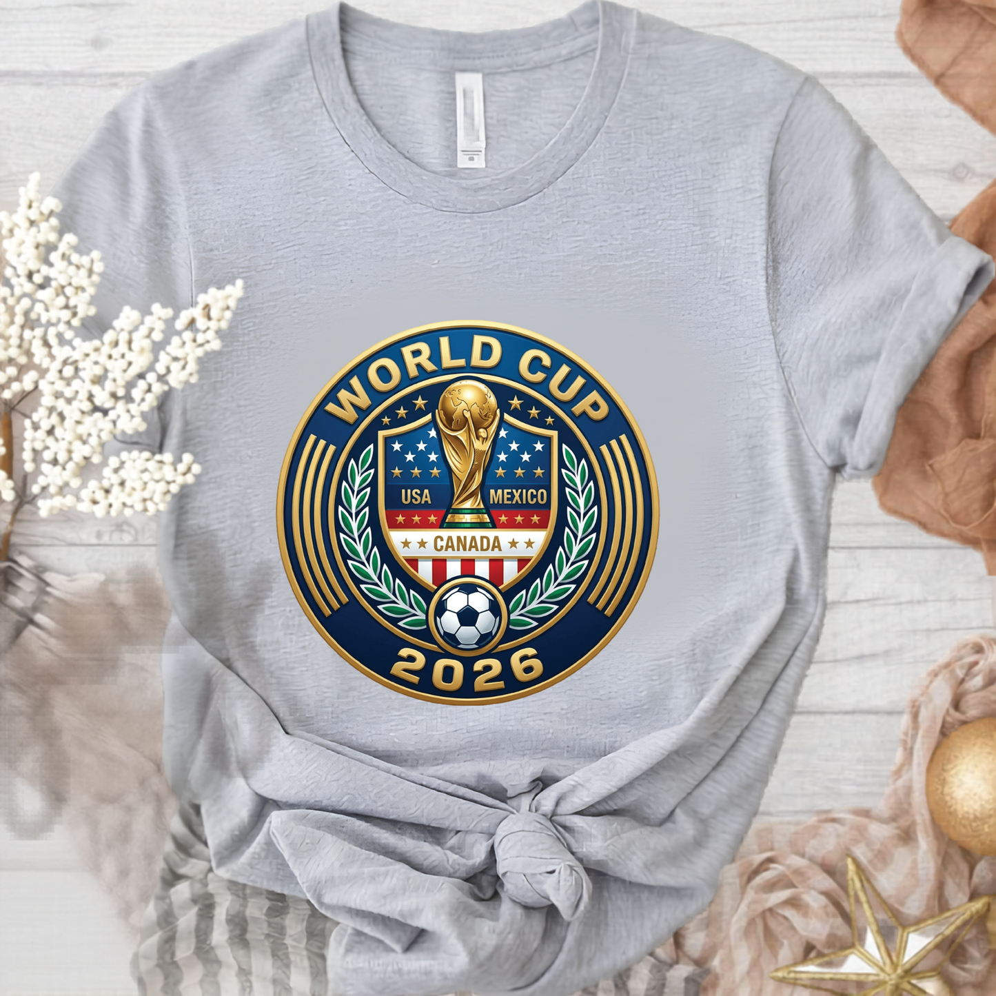 FIFA World Cup 2026 USA Mexico Canada Football Graphic T-Shirt (physical)