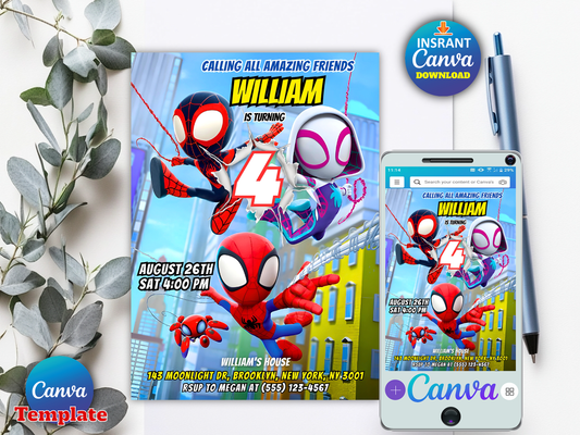 CALLING ALL AMAZING FRIENDS WILLIAM IS TURNING BIRTHDAY INVITATION TEMPLATE