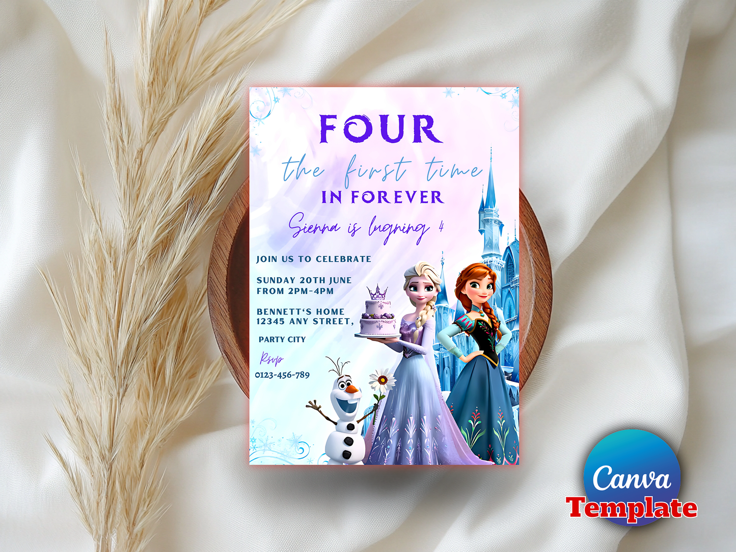 Editable Frozen 4th Birthday Invitation Template – For the First Time in Forever Party Invite