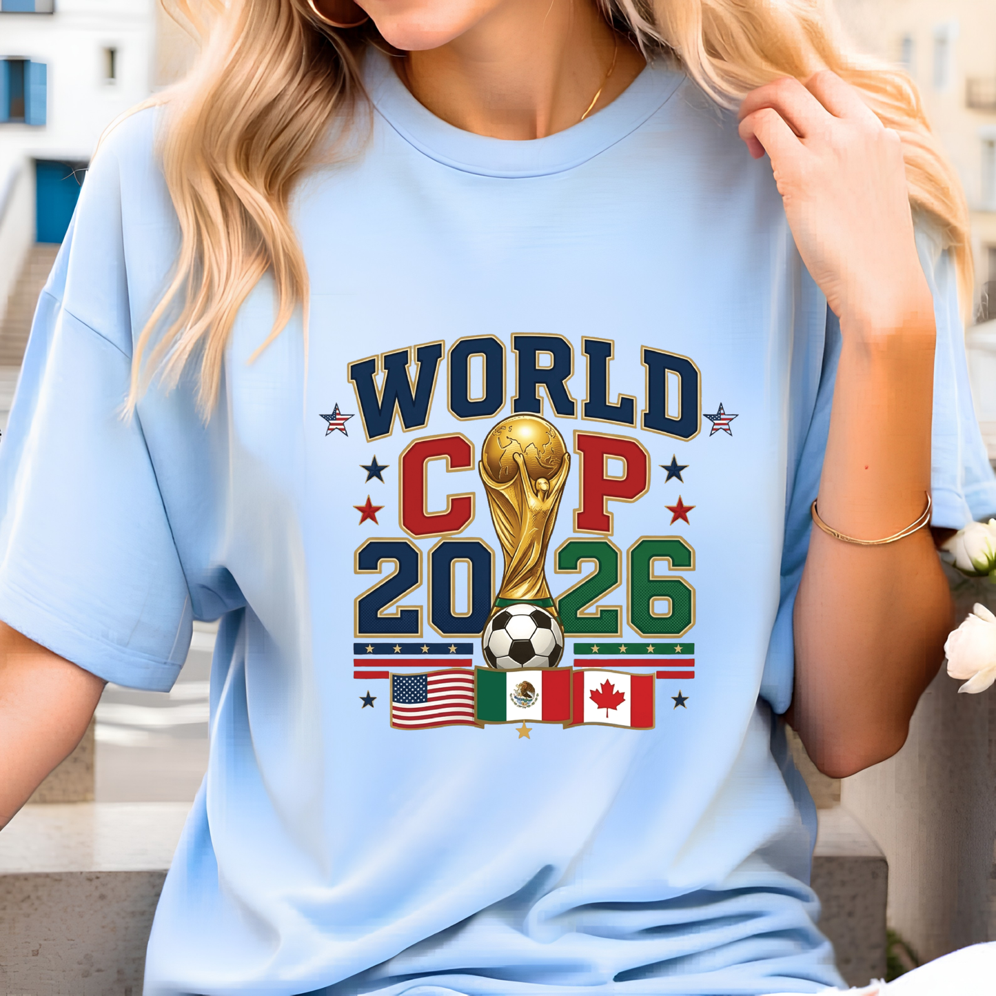 World Cup 2026 Host Nations Vintage Block Letter Graphic T-Shirt (physical)