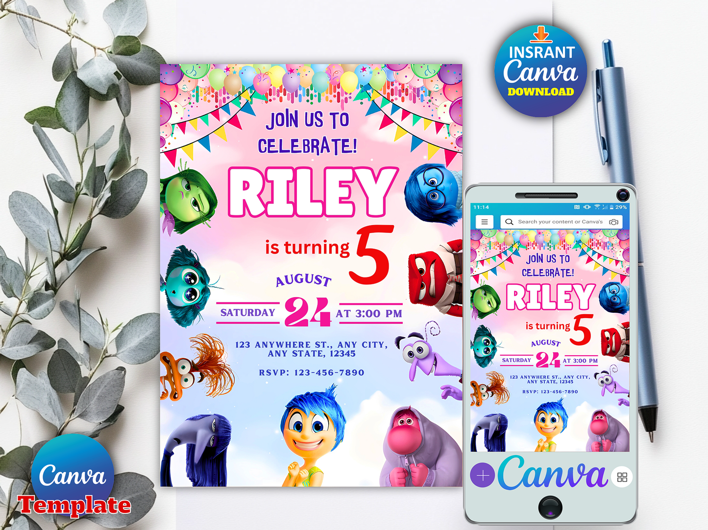Riley Join us to Celebrate Birthday Invitation Template(Printable)