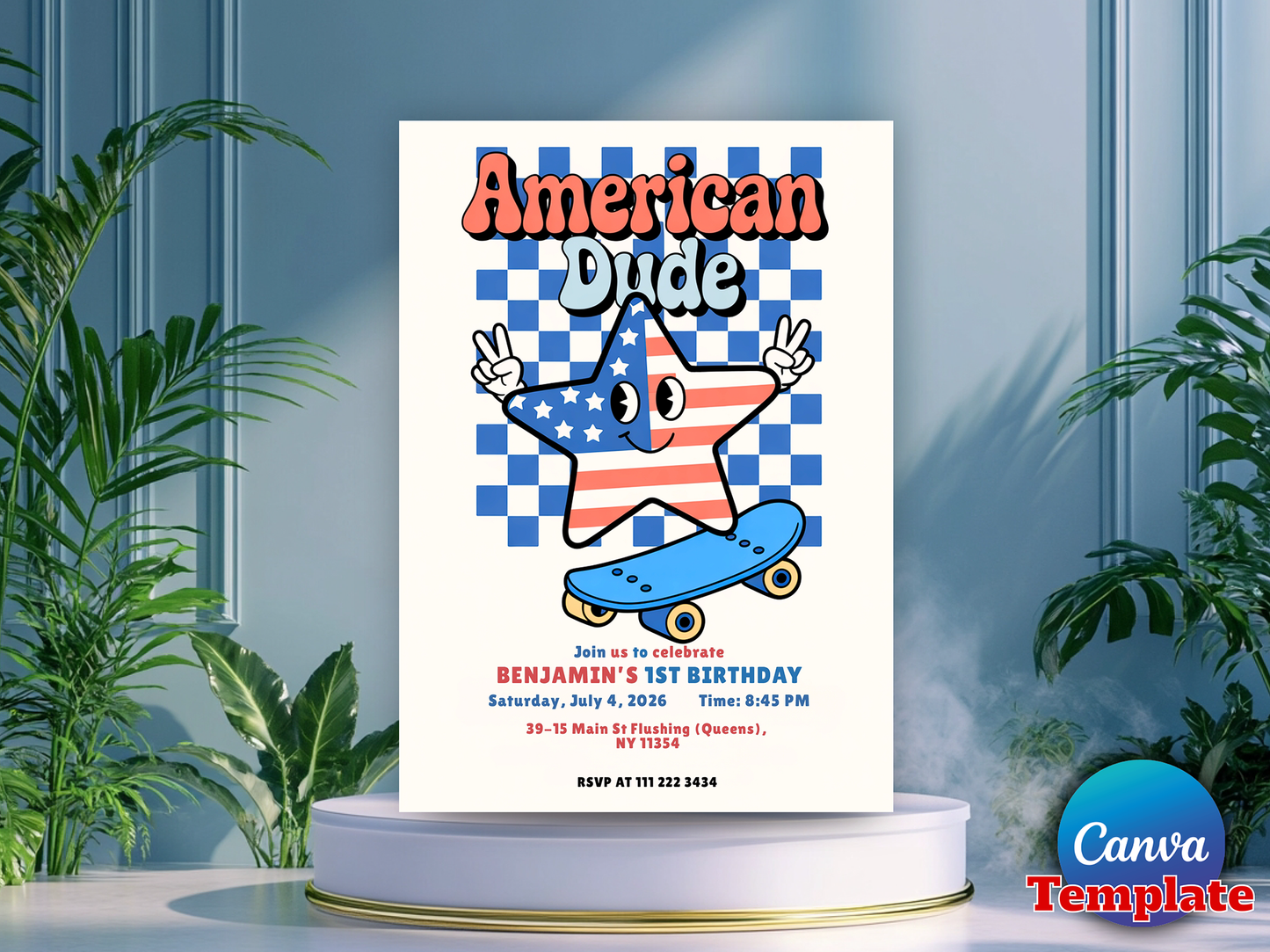 Editable 4th Of July Birthday Party Invitation