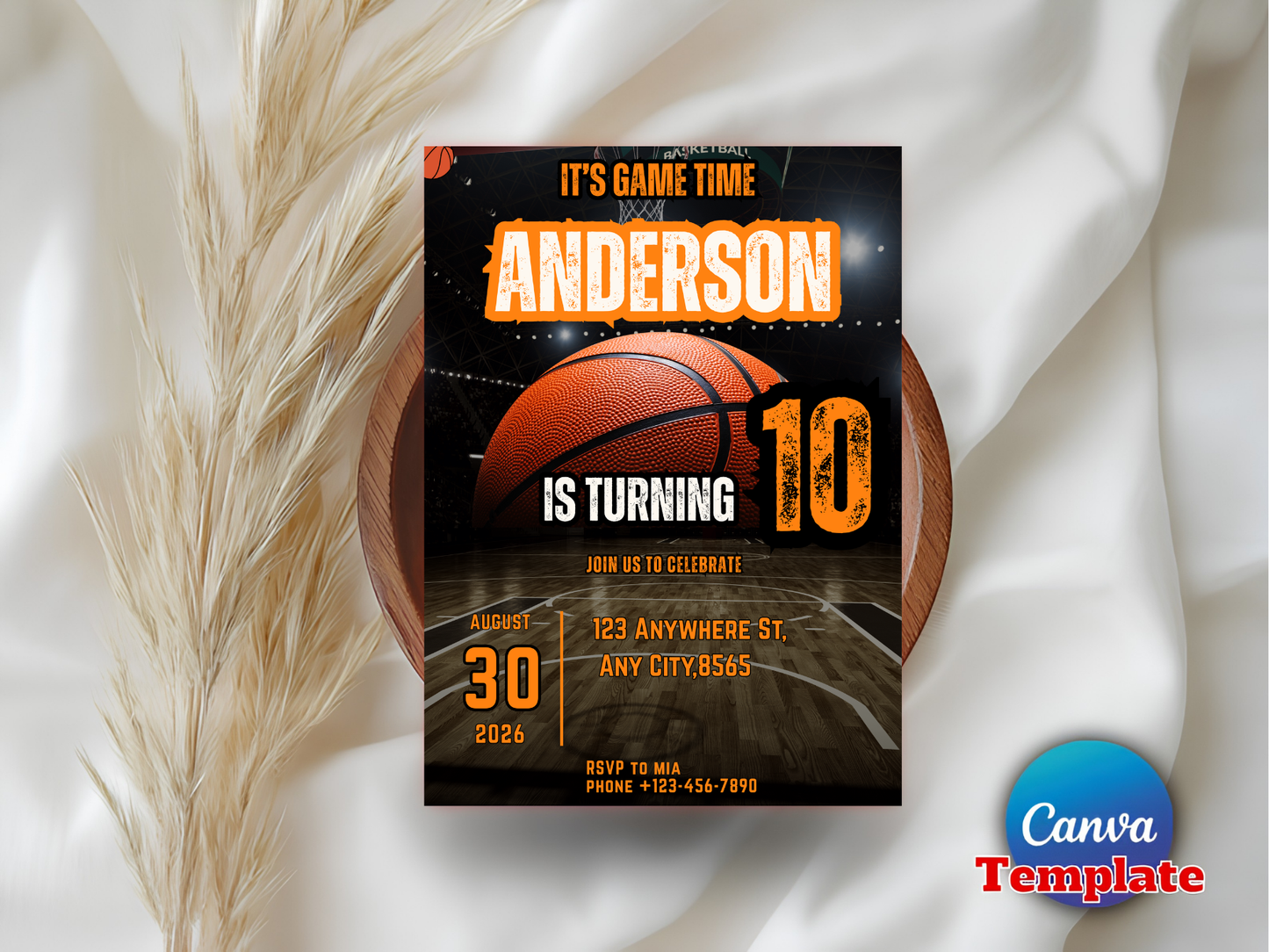 Basketball Birthday Invitation Template, Game Time Editable Invite, Boy Birthday Party Canva Template, Sports Birthday, Instant Download