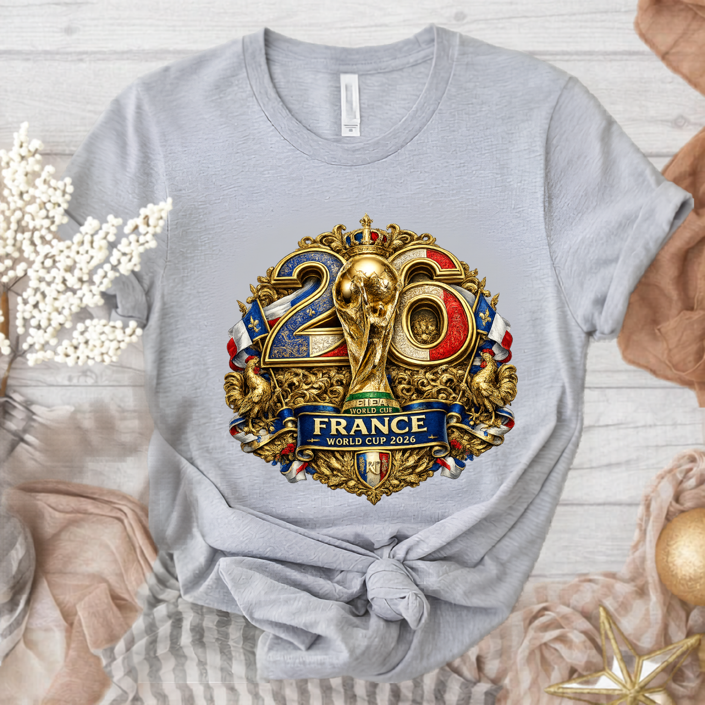 France World Cup 2026 Premium Golden Graphic Navy Blue T-Shirt (physical)