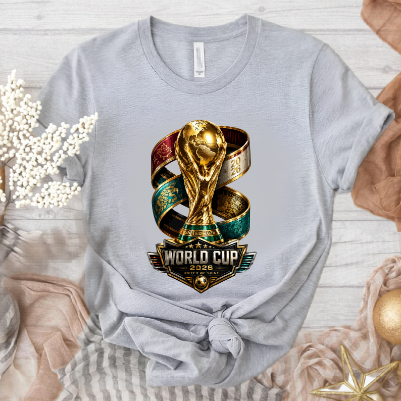 Official 2026 World Cup United We Shine Trophy T-Shirt - Premium Soccer Fan Graphic Tee (physical)