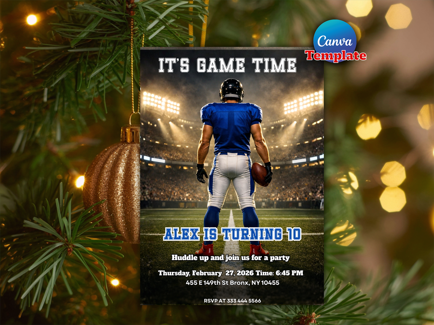 Editable ANY AGE Football Birthday Party Invitation Template