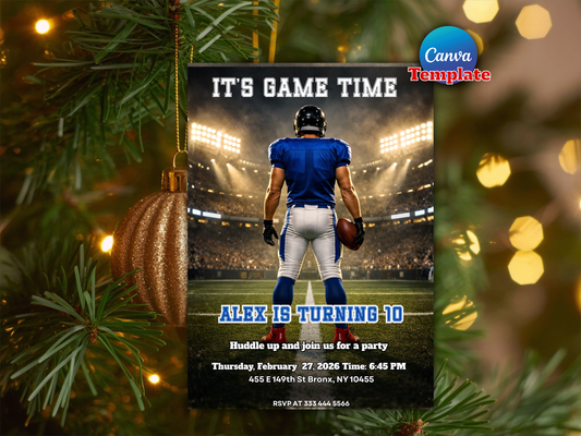 Editable ANY AGE Football Birthday Party Invitation Template