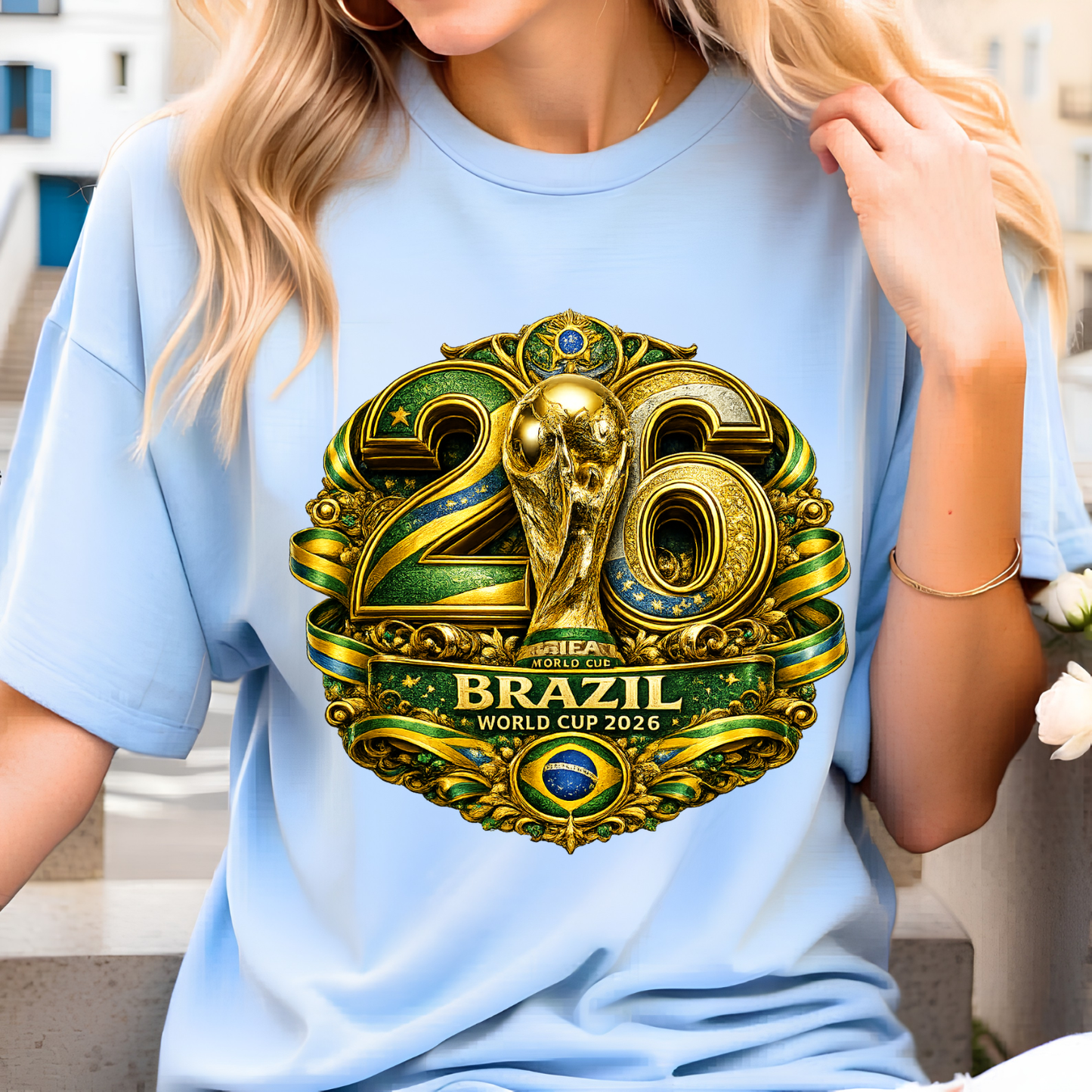 Brazil World Cup 2026 Premium Golden Graphic Black T-Shirt (physical)