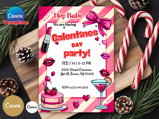Girls Night Valentine's Party Editable Canva
