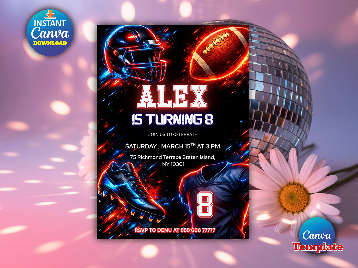 Printable American Football Game Invitation
