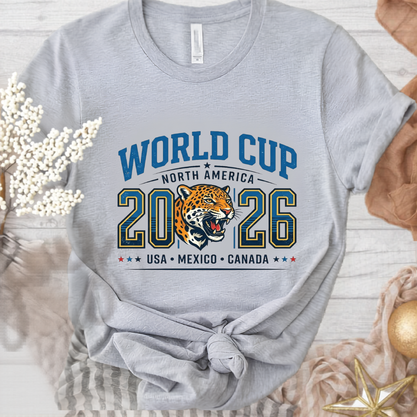 Official 2026 World Cup North America Jaguar Grey Graphic Tee (physical)