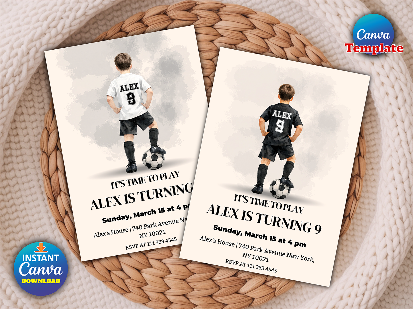 Editable Soccer Birthday Invitation party